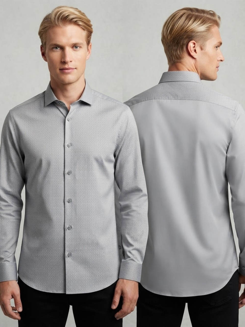 Calvin Klein Men's Light Gray Dress Slim Fit Shirt